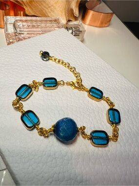 Gold-Plated wire  agate Bead Bracelet